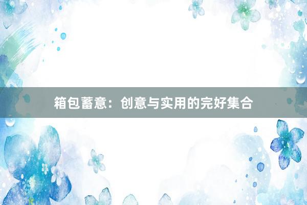 箱包蓄意:创意与实用的完好集合